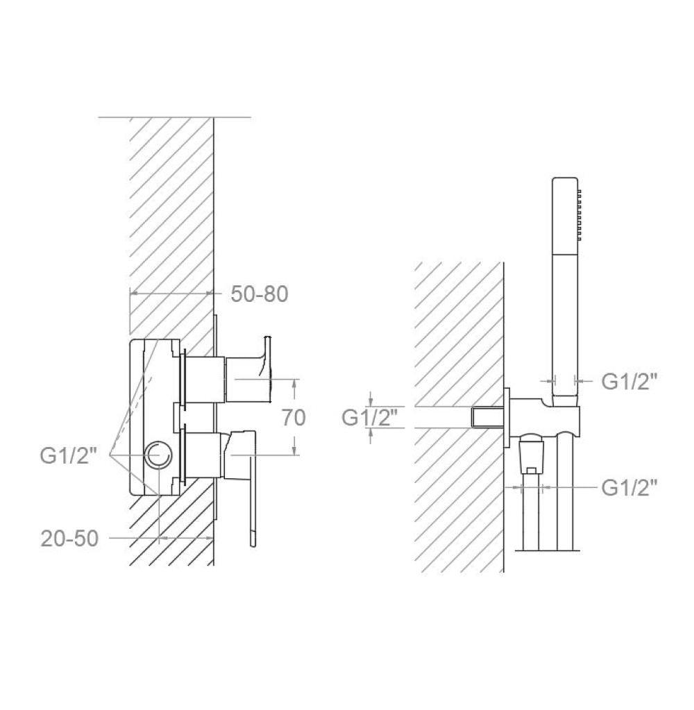 Ramon Soler - Conjunto para baño monomando empotrado Alexia cromo - BricoandPool