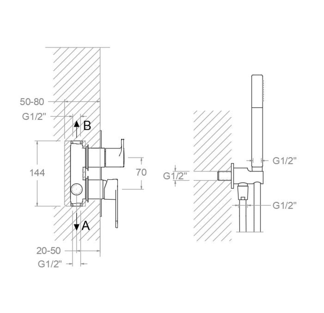 Ramon Soler - Conjunto para baño monomando empotrado Alexia cromo - BricoandPool
