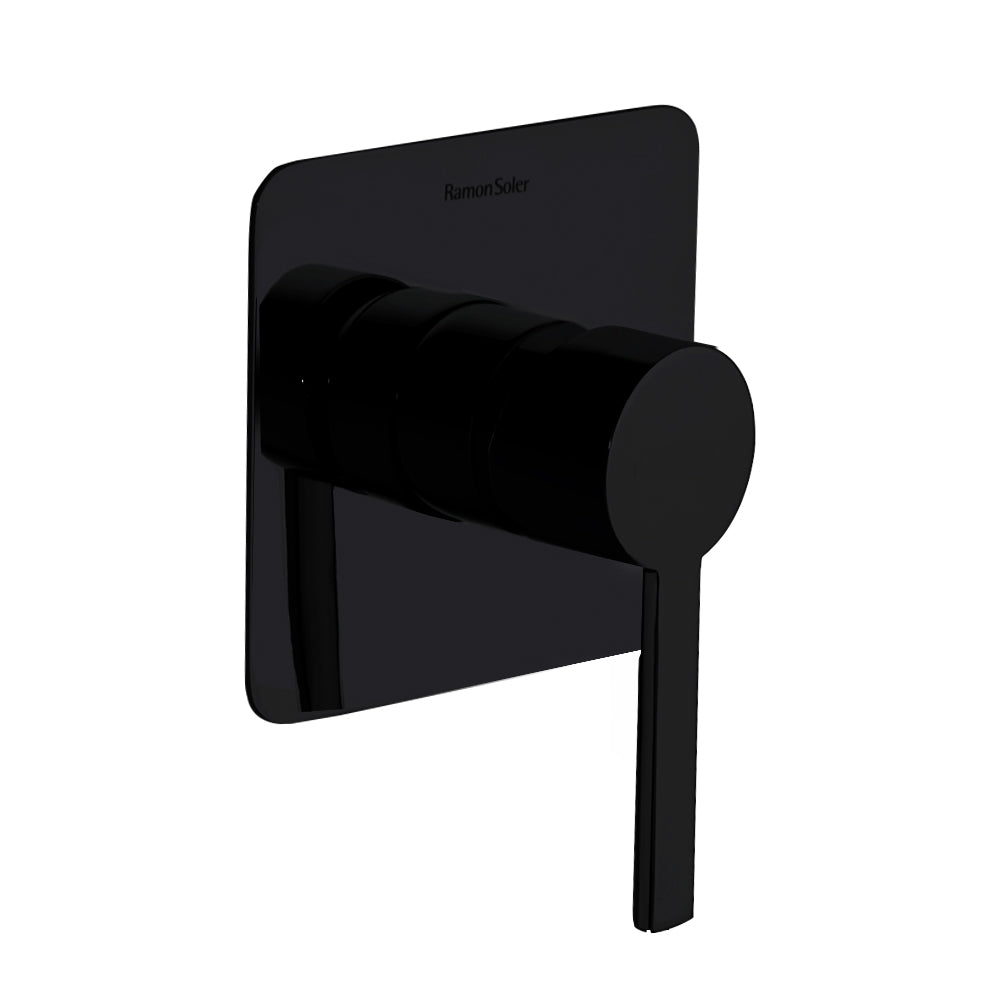 Ramon Soler - Drako, monomando de ducha empotrado 1 vía con placa metálica, negro mate - BricoandPool