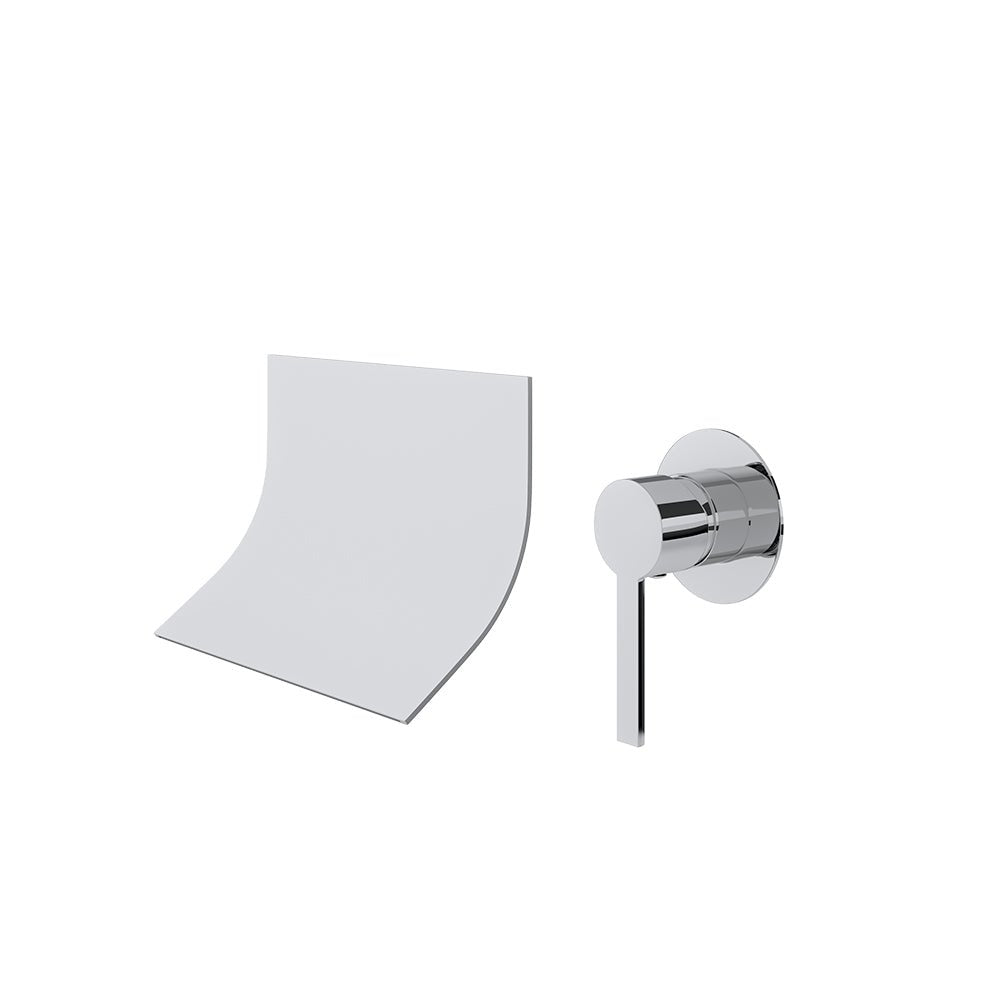 Ramon Soler - Drako, monomando de lavabo empotrado mural con caño cascada extraplano, cromo - BricoandPool