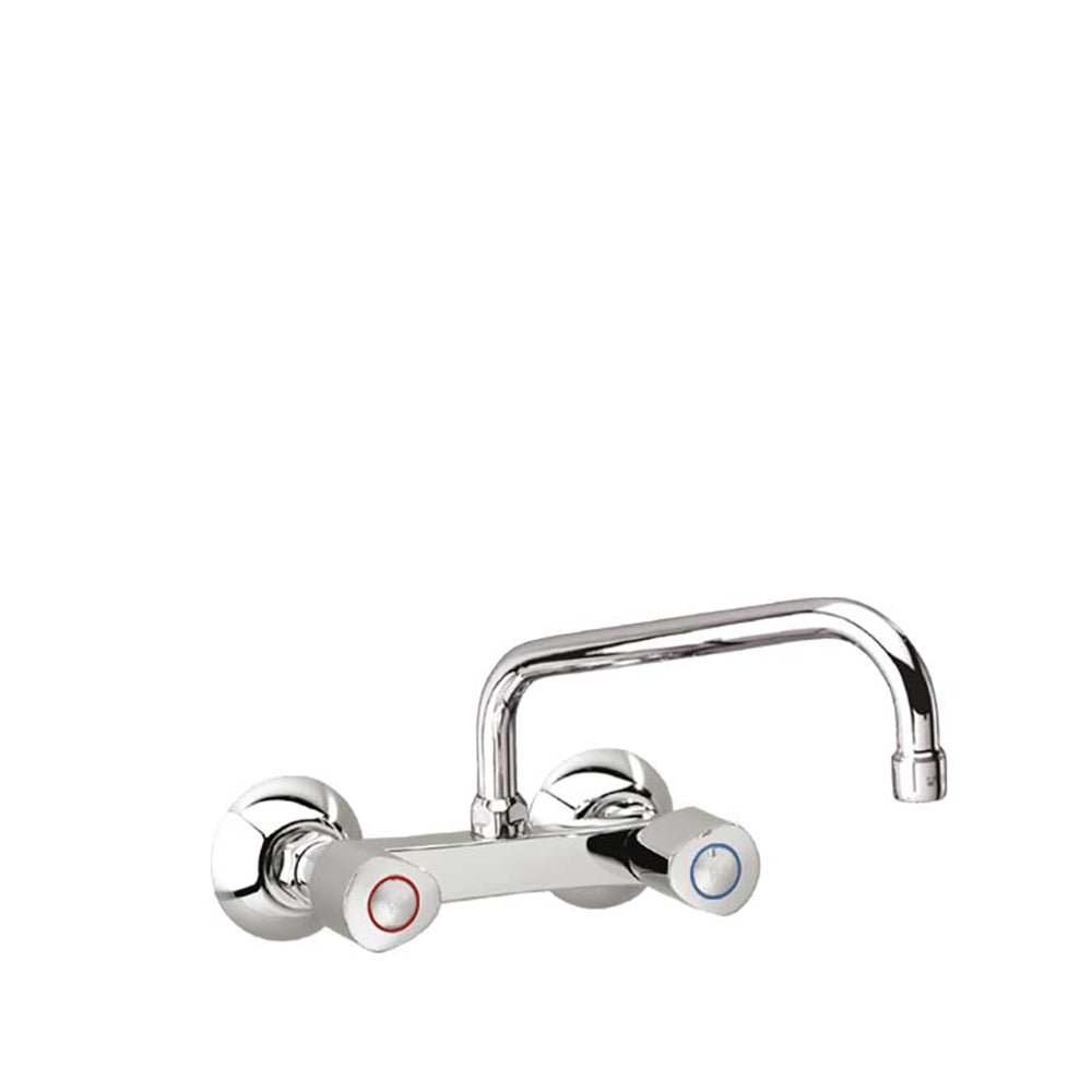 Ramon Soler - Eco, bimando de fregadero mural con caño largo superior giratorio, cromo - BricoandPool