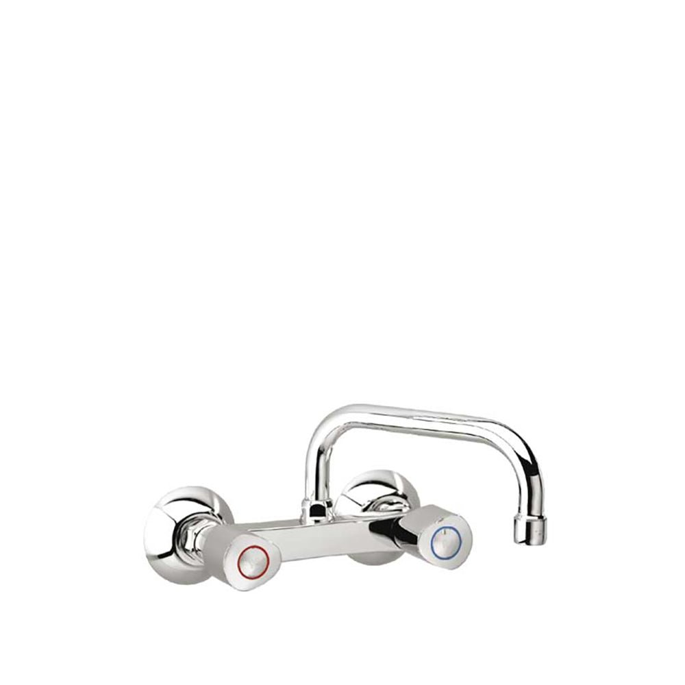 Ramon Soler - Eco, bimando de fregadero mural con caño superior inclinado giratorio, cromo - BricoandPool