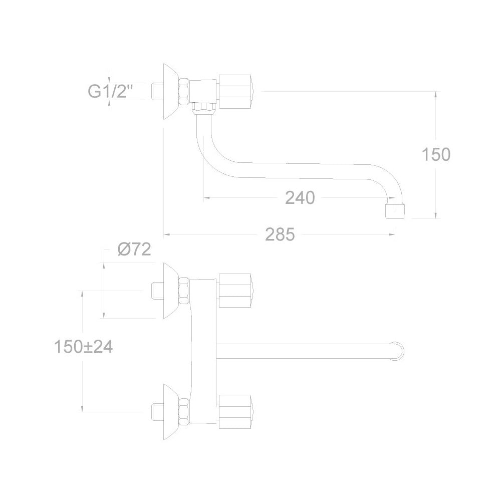 Ramon Soler - Grifo bimando de fregadero mural Eco caño largo inclinado giratorio cromo - BricoandPool