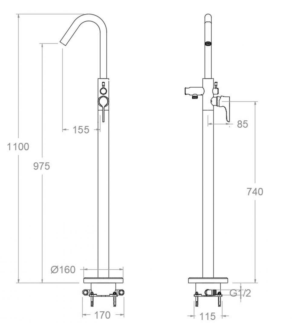 Ramon Soler - Grifo de bañera monomando Adagio cromo - BricoandPool