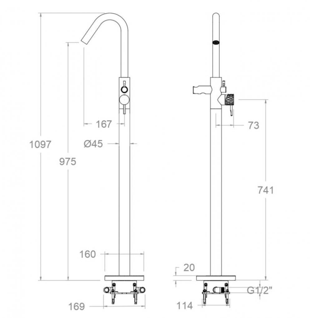 Ramon Soler - Grifo de bañera monomando Odisea Joya cromo - BricoandPool