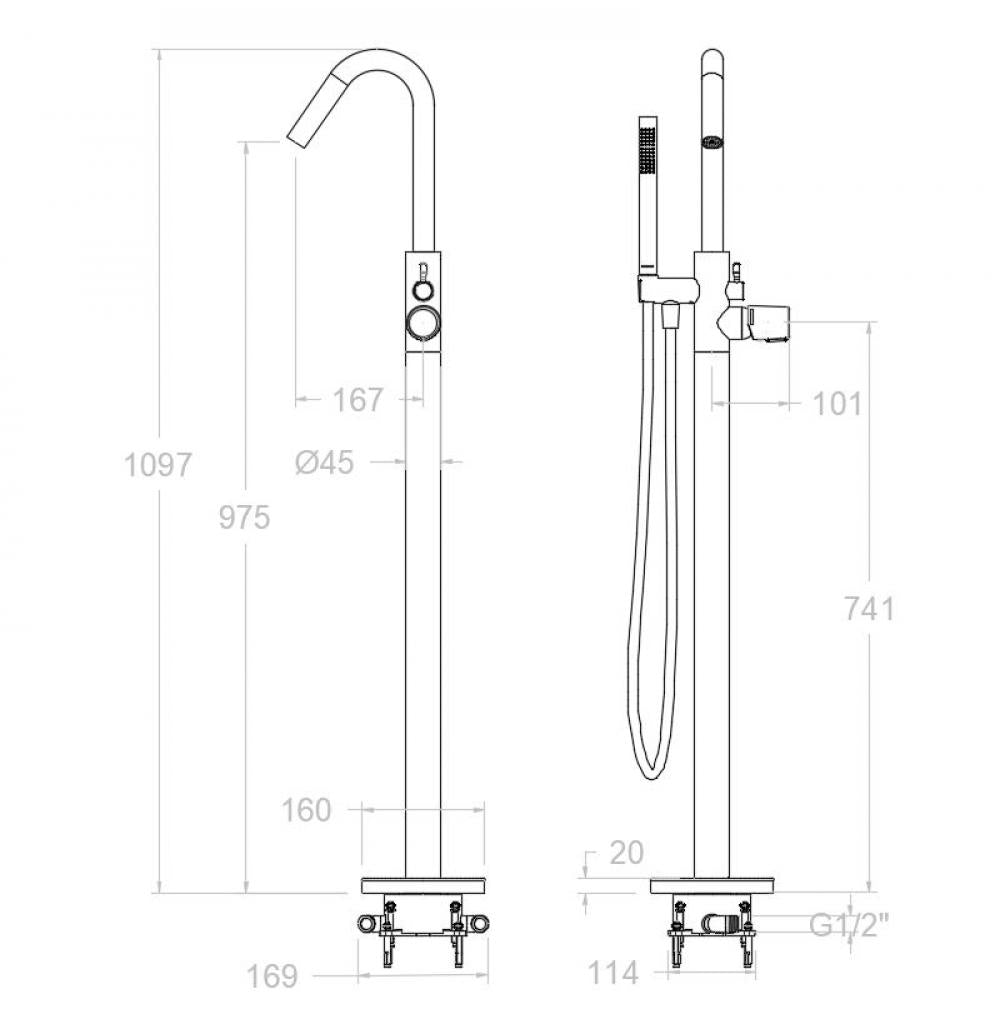 Ramon Soler - Grifo de bañera monomando Tzar con equipo de ducha cromo - BricoandPool