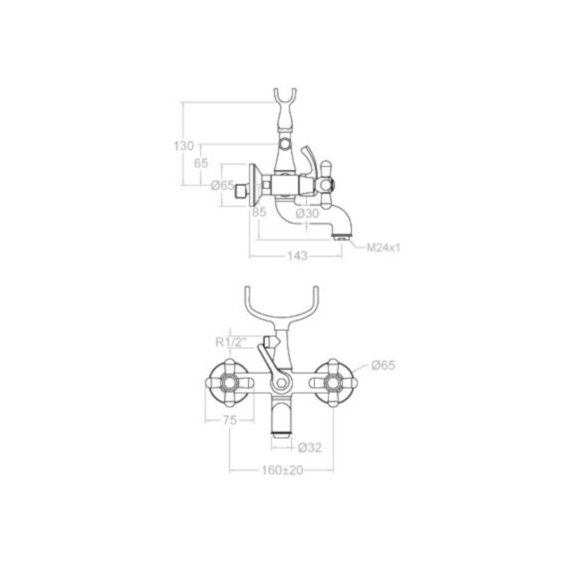 Ramon Soler - Grifo de baño - ducha bimando Gaudí cromo - BricoandPool