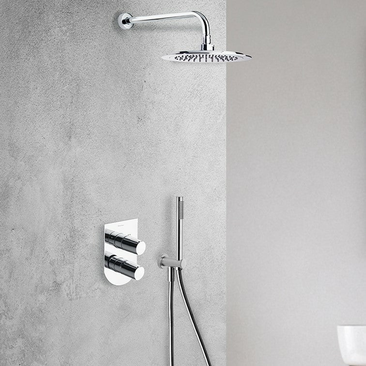 Ramon Soler - Grifo de baño - ducha empotrado monomando 2 vías Tzar con placa metálica cromo - BricoandPool