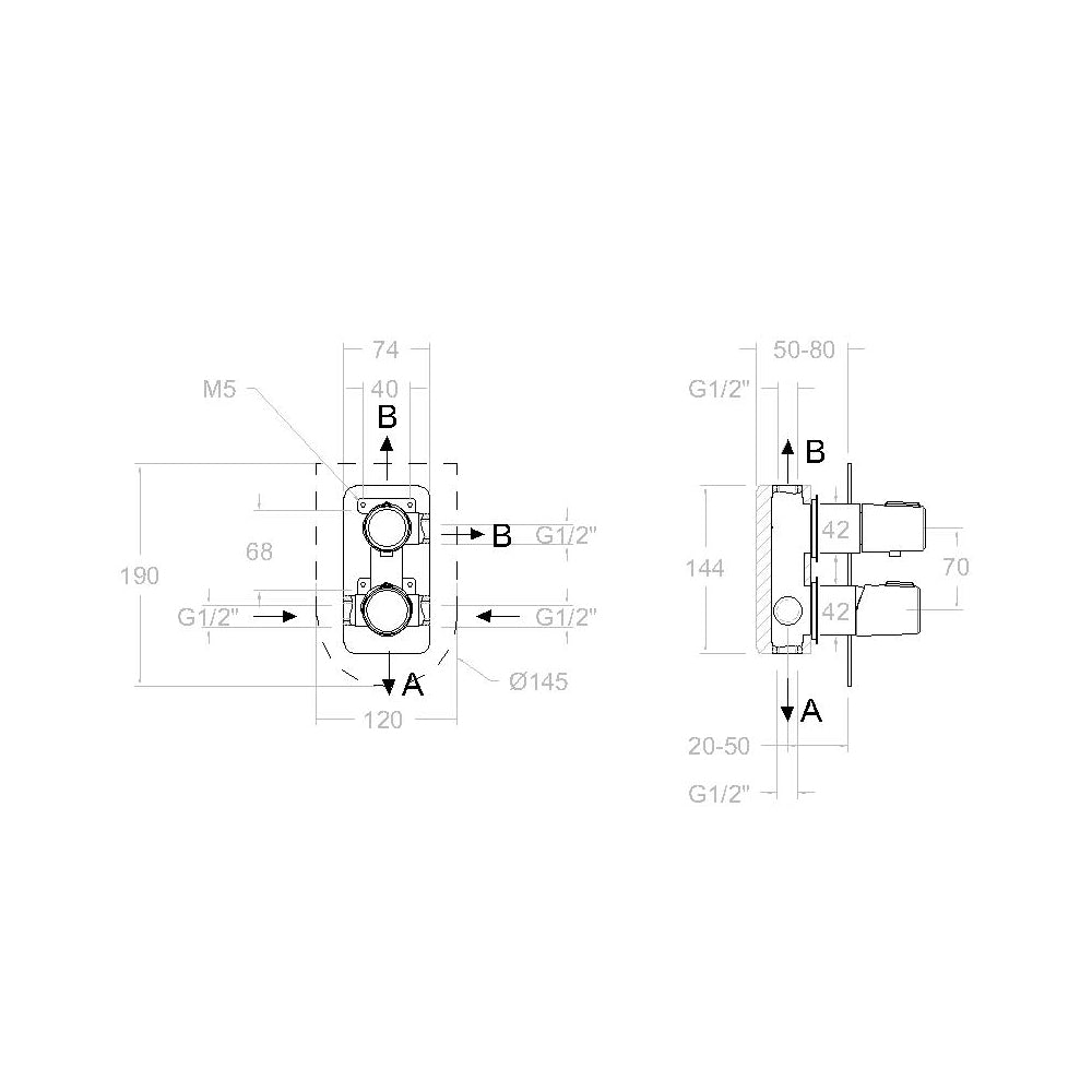 Ramon Soler - Grifo de baño - ducha empotrado monomando 3 vías Tzar con placa metálica cromo - BricoandPool