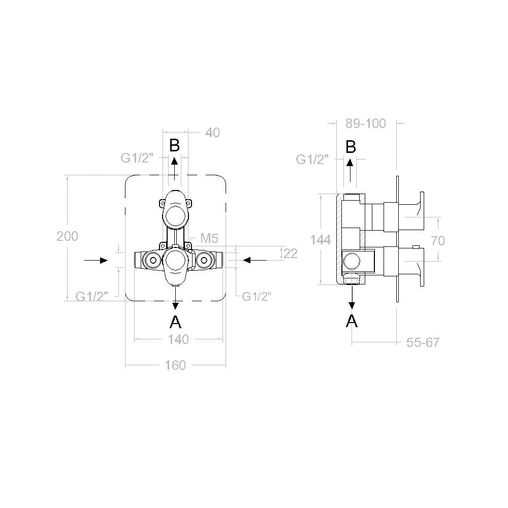 Ramon Soler - Grifo de baño - ducha empotrado termostático 2 vías Alexia oro cepillado - BricoandPool