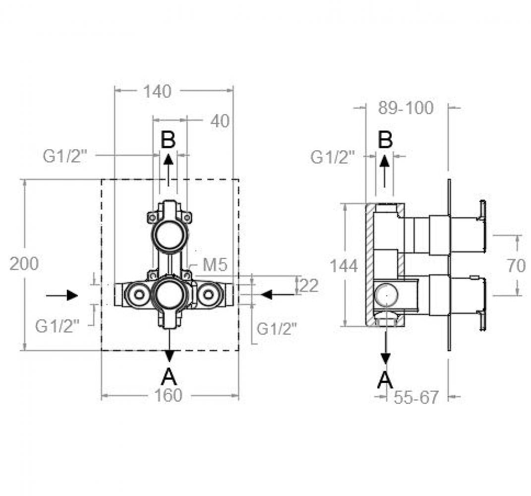 Ramon Soler - Grifo de baño - ducha empotrado termostático 2 vías Blautherm cromo - BricoandPool