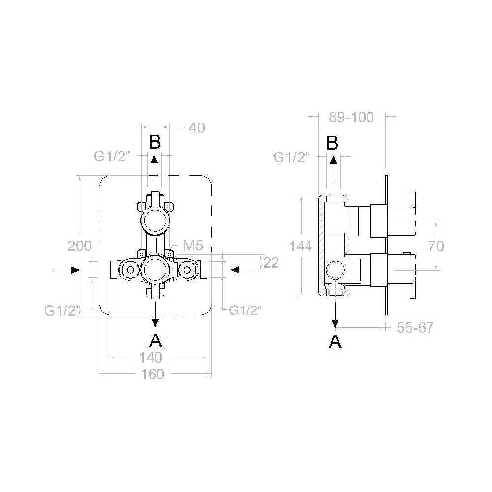 Ramon Soler - Grifo de baño - ducha empotrado termostático 2 vías Drako cromo - BricoandPool