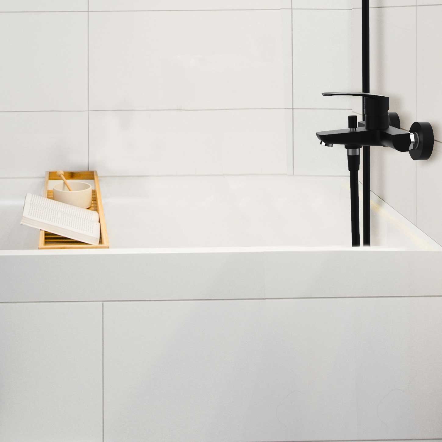 Ramon Soler - Grifo de baño - ducha monomando New Fly negro mate - BricoandPool