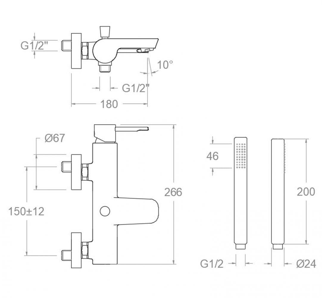 Ramon Soler - Grifo de baño - ducha monomando Odisea con equipo de ducha cromo - BricoandPool