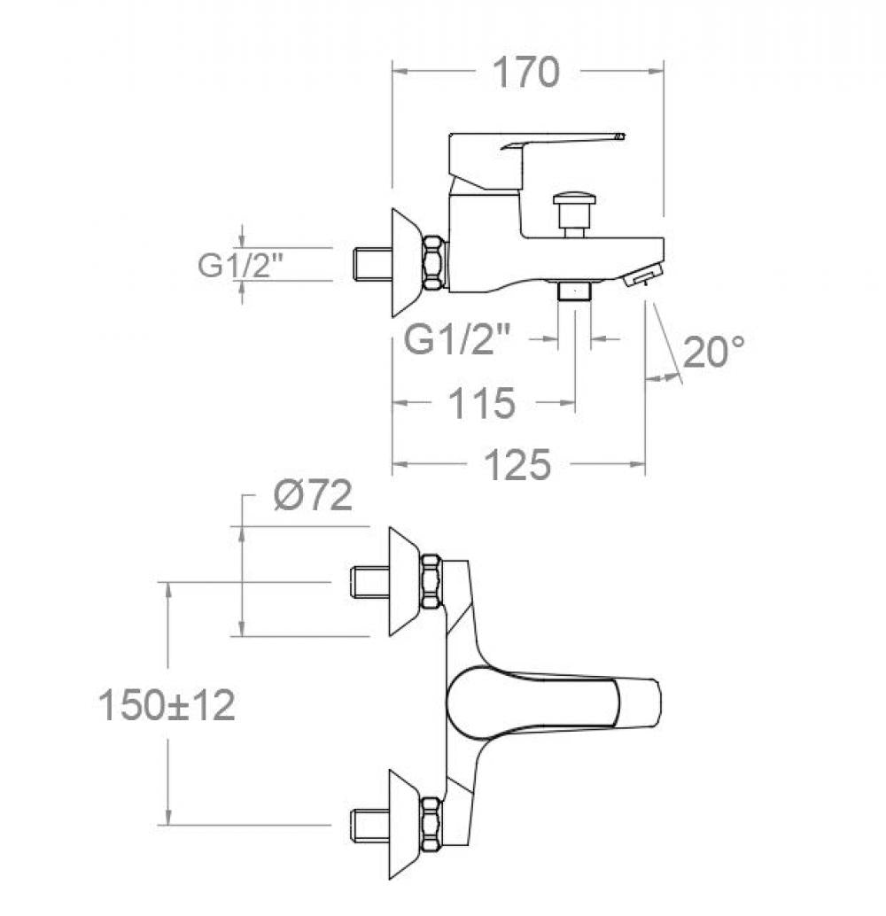 Ramon Soler - Grifo de baño - ducha monomando Titanium cromo - BricoandPool