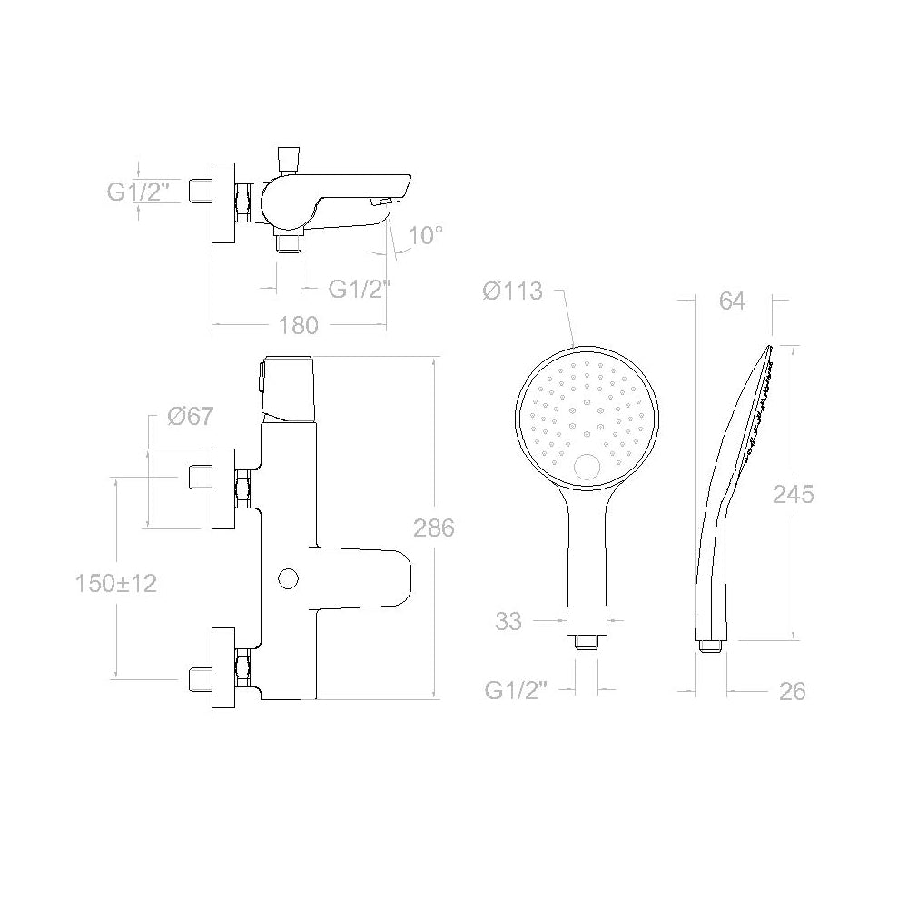 Ramon Soler - Grifo de baño - ducha monomando Tzar con equipo de ducha cromo - BricoandPool