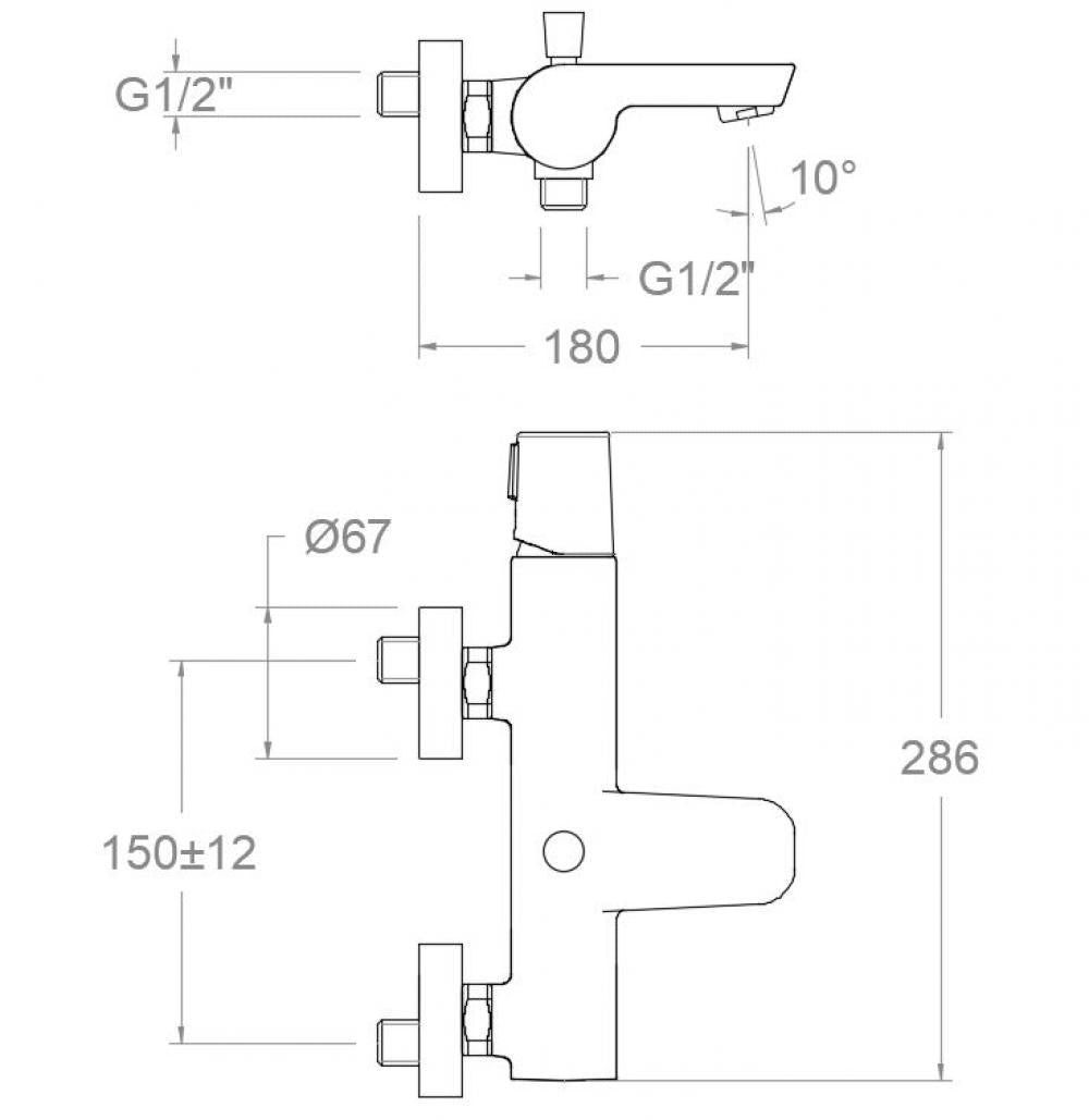 Ramon Soler - Grifo de baño - ducha monomando Tzar negro mate - BricoandPool