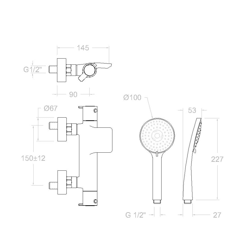 Ramon Soler - Grifo de baño - ducha termostático Blautherm con cascada y equipo de ducha cromo - BricoandPool
