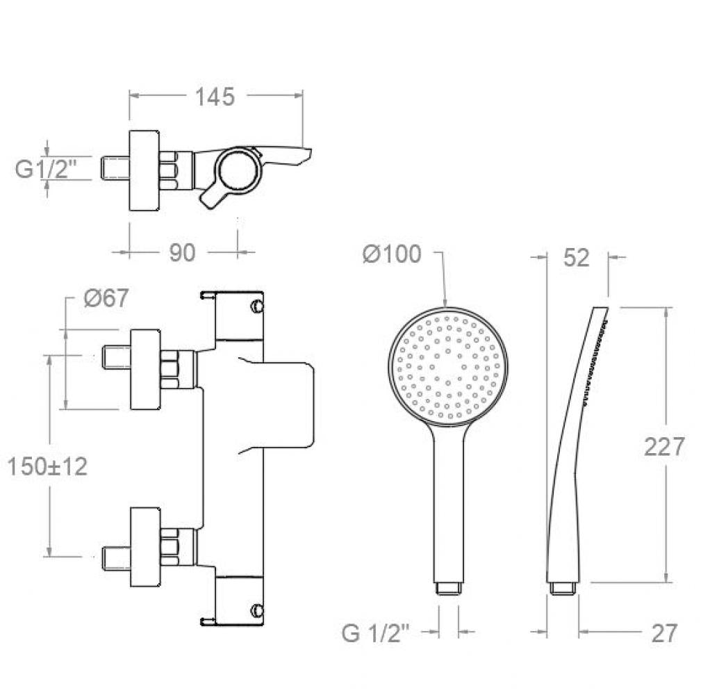 Ramon Soler - Grifo de baño - ducha termostático Blautherm con cascada y equipo de ducha cromo - BricoandPool