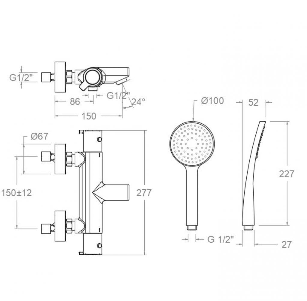 Ramon Soler - Grifo de baño - ducha termostático Blautherm con equipo de ducha cromo - BricoandPool