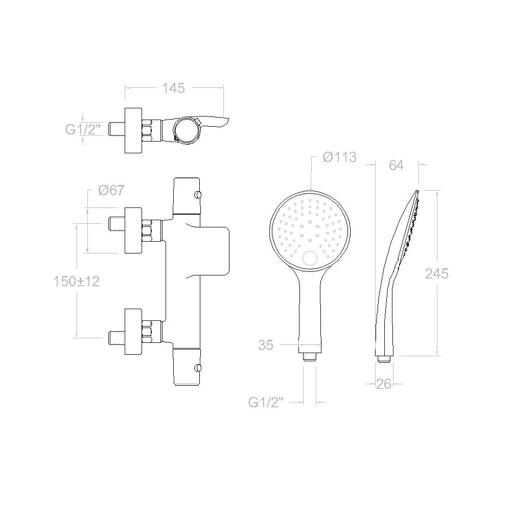 Ramon Soler - Grifo de baño - ducha termostático Tzar con salida cascada, sistema S2 y equipo de ducha TR cromo - BricoandPool