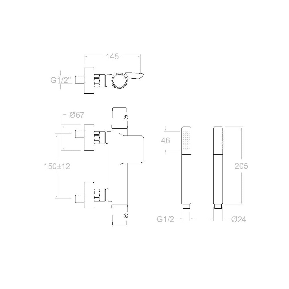 Ramon Soler - Grifo de baño - ducha termostático Tzar con salida cascada y equipo de ducha oro cepillado - BricoandPool