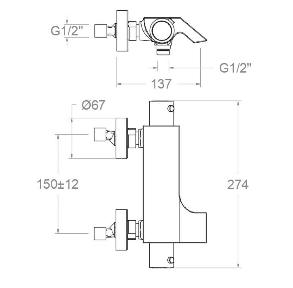 Ramon Soler - Grifo de baño - ducha termostático Urban Chic con salida cascada, inversor integrado y repisa de vidrio níquel cepillado - BricoandPool