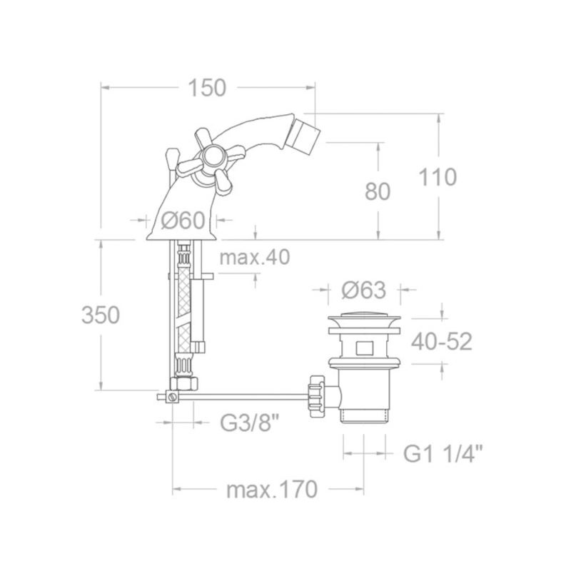 Ramon Soler - Grifo de bidé bimando Gaudí cromo - BricoandPool