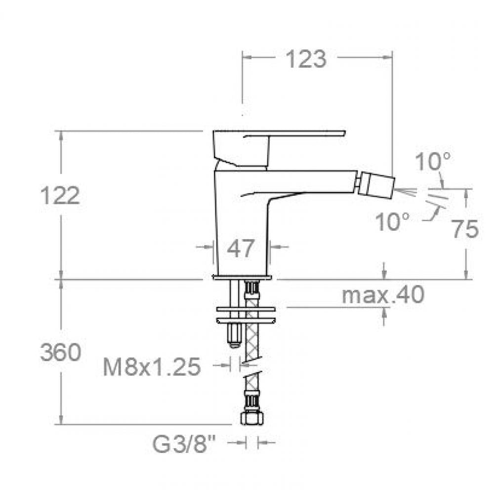 Ramon Soler - Grifo de bidé monomando Alexia níquel cepillado - BricoandPool