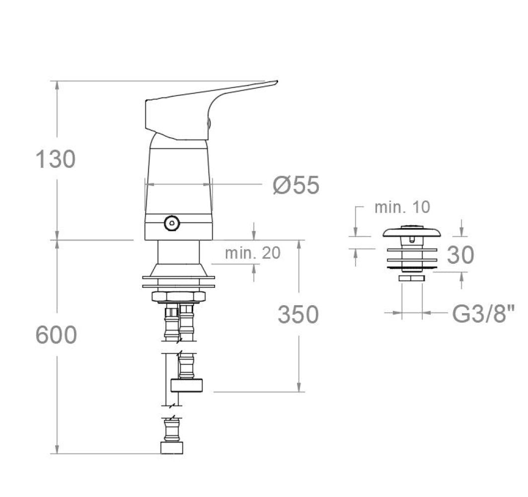 Ramon Soler - Grifo de bidé monomando de repisa Urban Chic con duchita S2 negro mate - BricoandPool