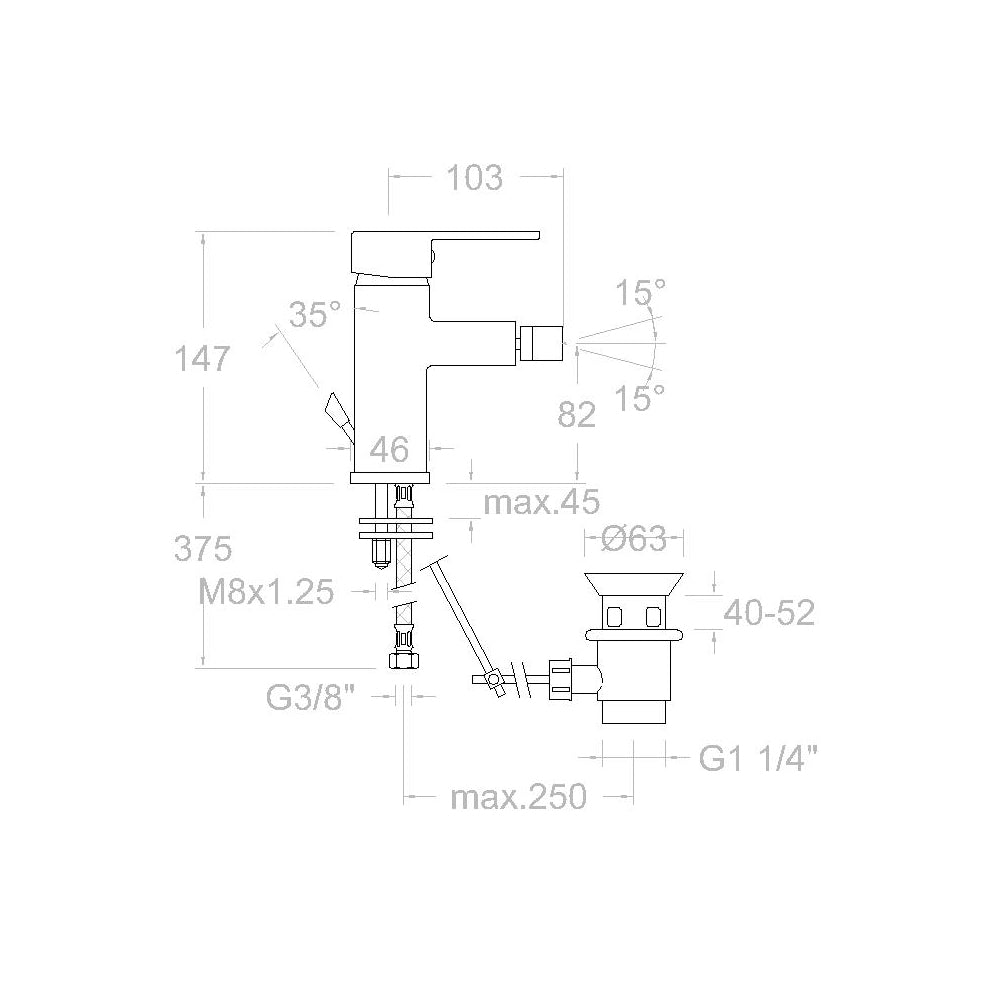 Ramon Soler - Grifo de bidé monomando Drako con válvula automática de inox 1¼ cromo - BricoandPool