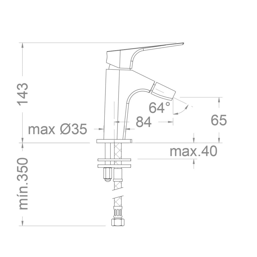 Ramon Soler - Grifo de bidé monomando Urban Chic con salida en cascada y caudal limitado cromo - BricoandPool