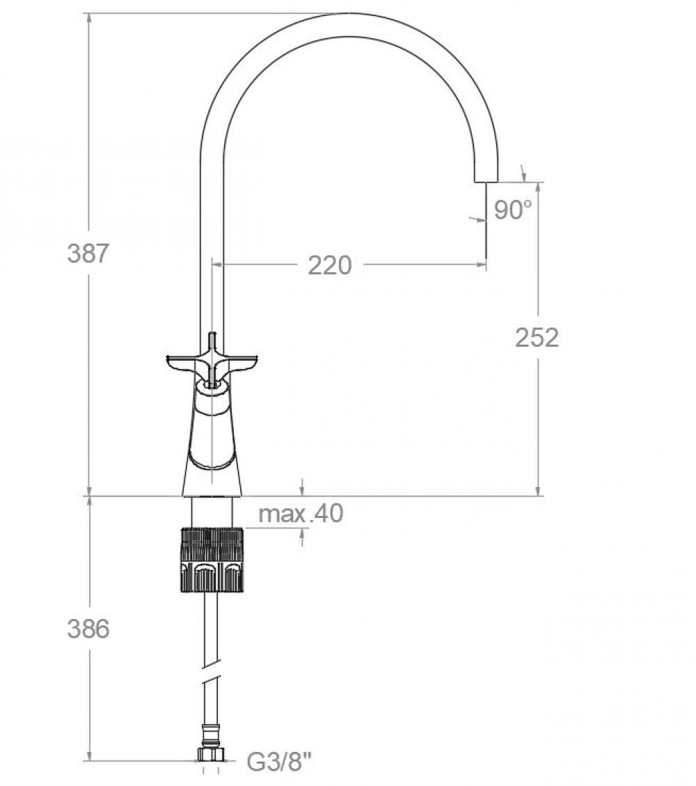 Ramon Soler - Grifo de cocina bimando Adagio con caño giratorio 220 mm oro cepillado - BricoandPool