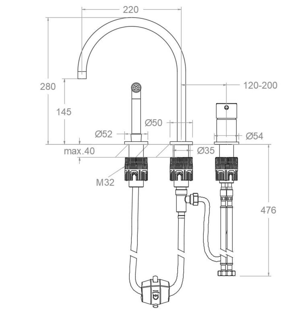 Ramon Soler - Grifo de cocina de repisa Odisea oro cepillado - BricoandPool