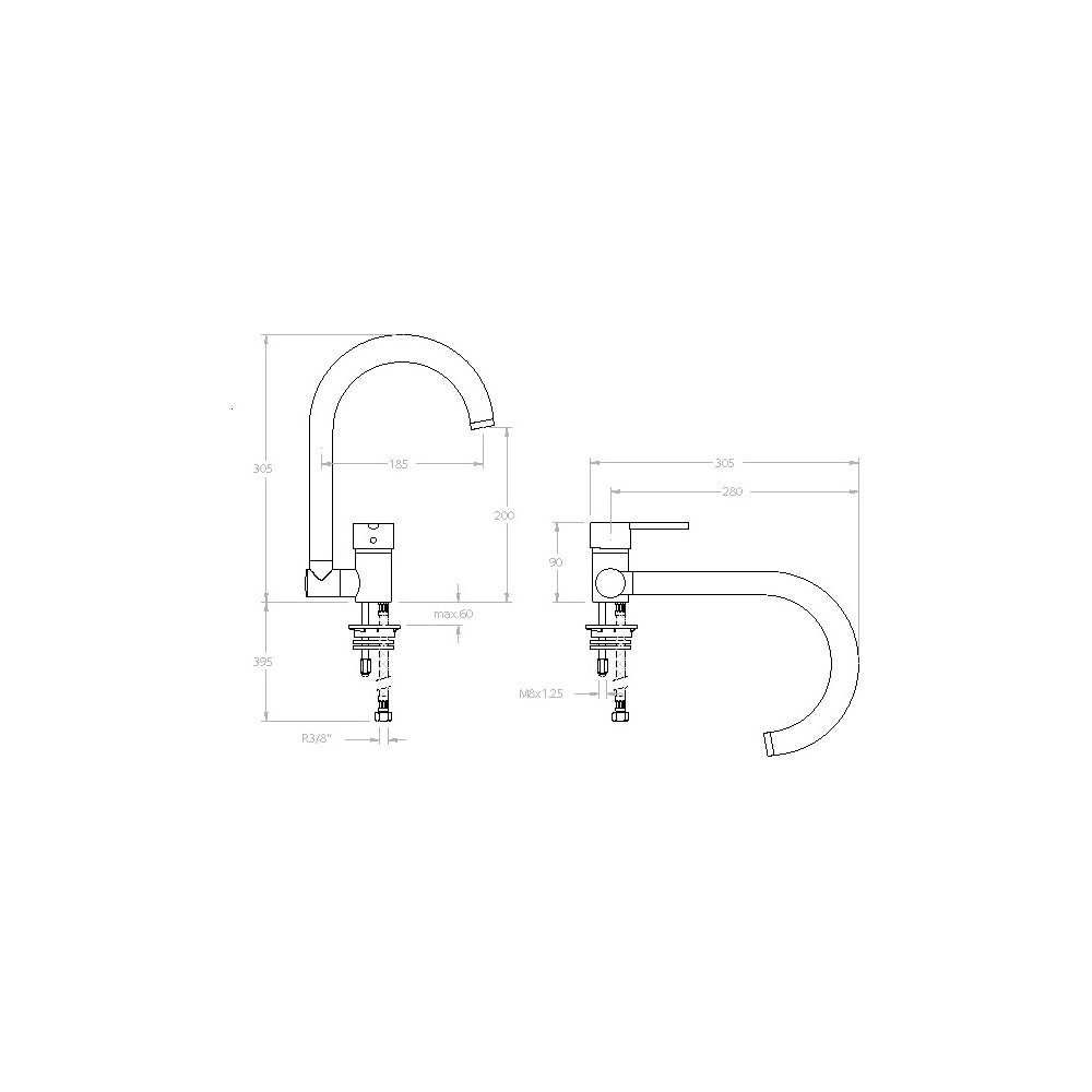 Ramon Soler - Grifo de cocina monomando Drako con caño abatible cromo - BricoandPool