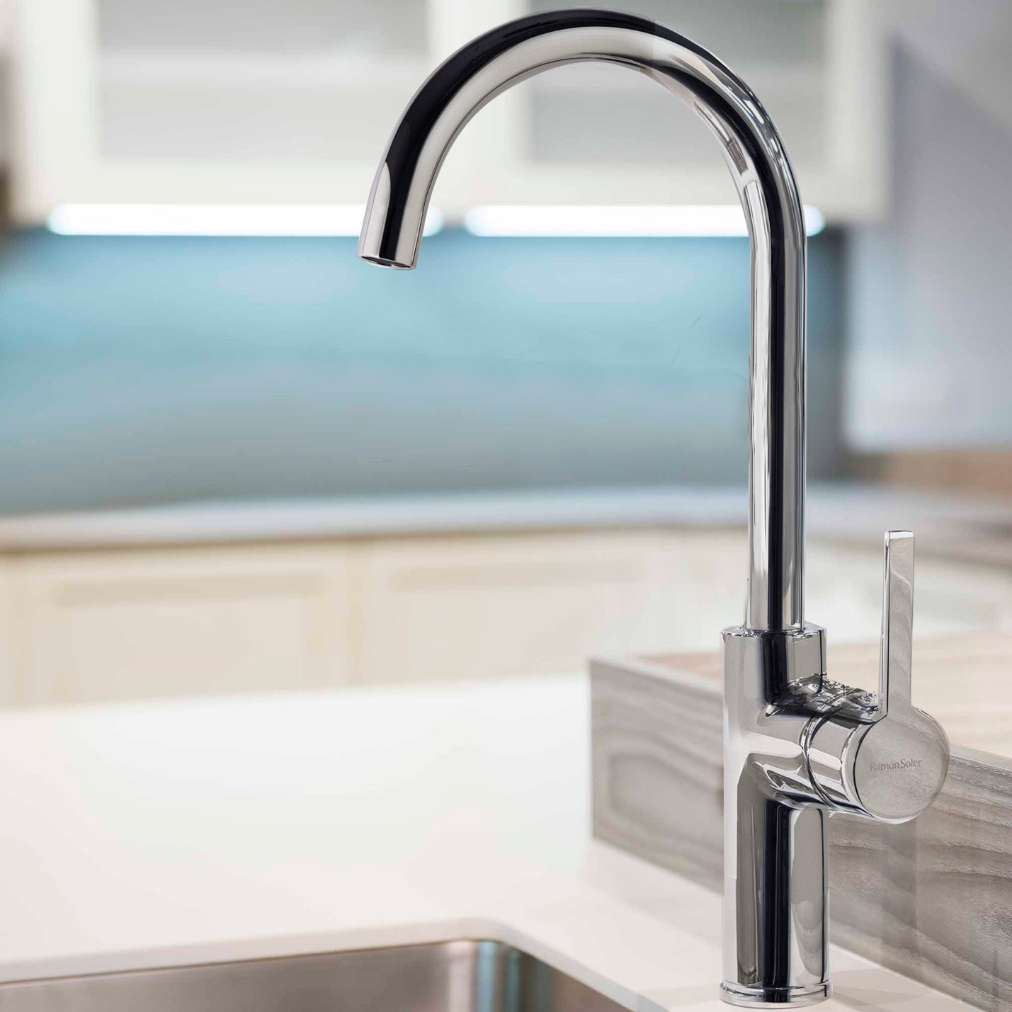 Ramon Soler - Grifo de cocina monomando Drako con caño giratorio cromo - BricoandPool