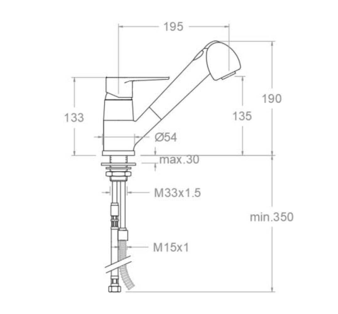 Ramon Soler - Grifo de cocina monomando extraíble Titanium con sistema S2 cromo - BricoandPool
