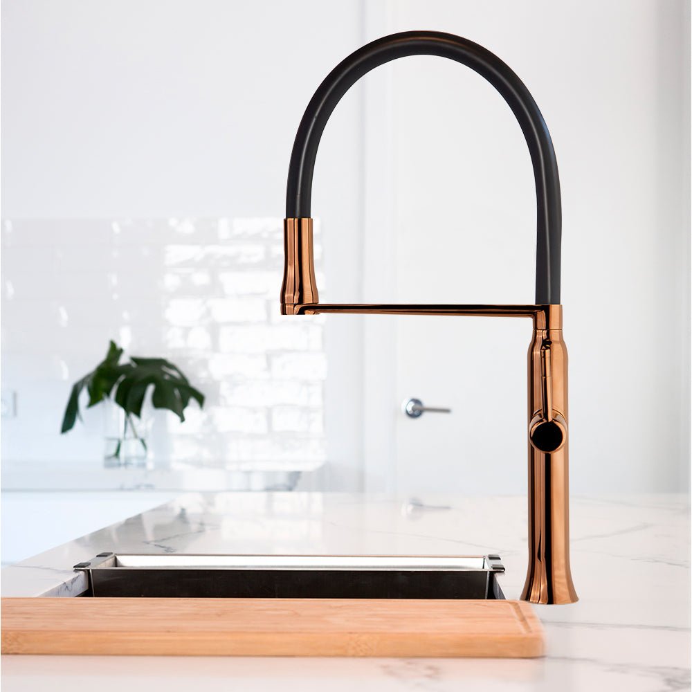 Ramon Soler - Grifo de cocina monomando giratorio y extraíble Kitchen Magnet cobre satinado - BricoandPool