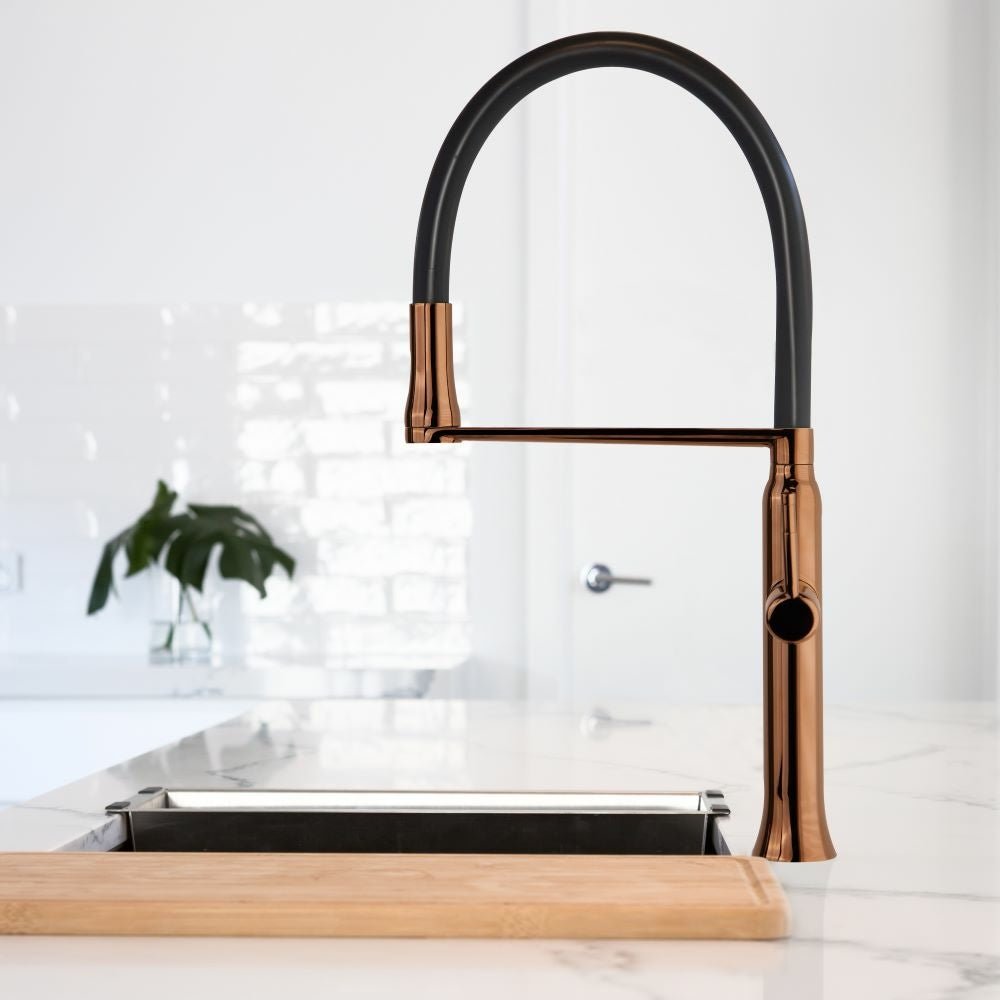 Ramon Soler - Grifo de cocina monomando giratorio y extraíble Kitchen Magnet cobre satinado - BricoandPool