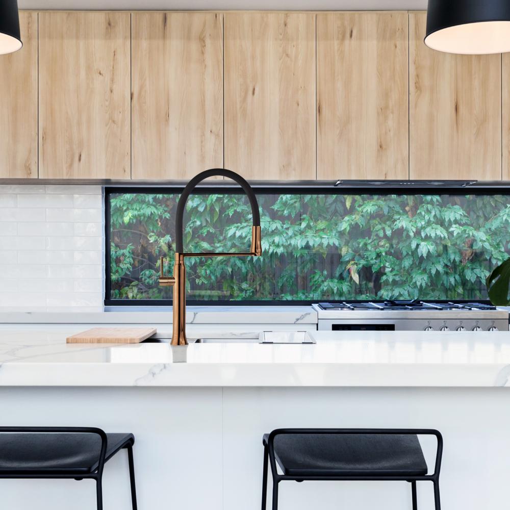 Ramon Soler - Grifo de cocina monomando giratorio y extraíble Kitchen Magnet cobre satinado - BricoandPool