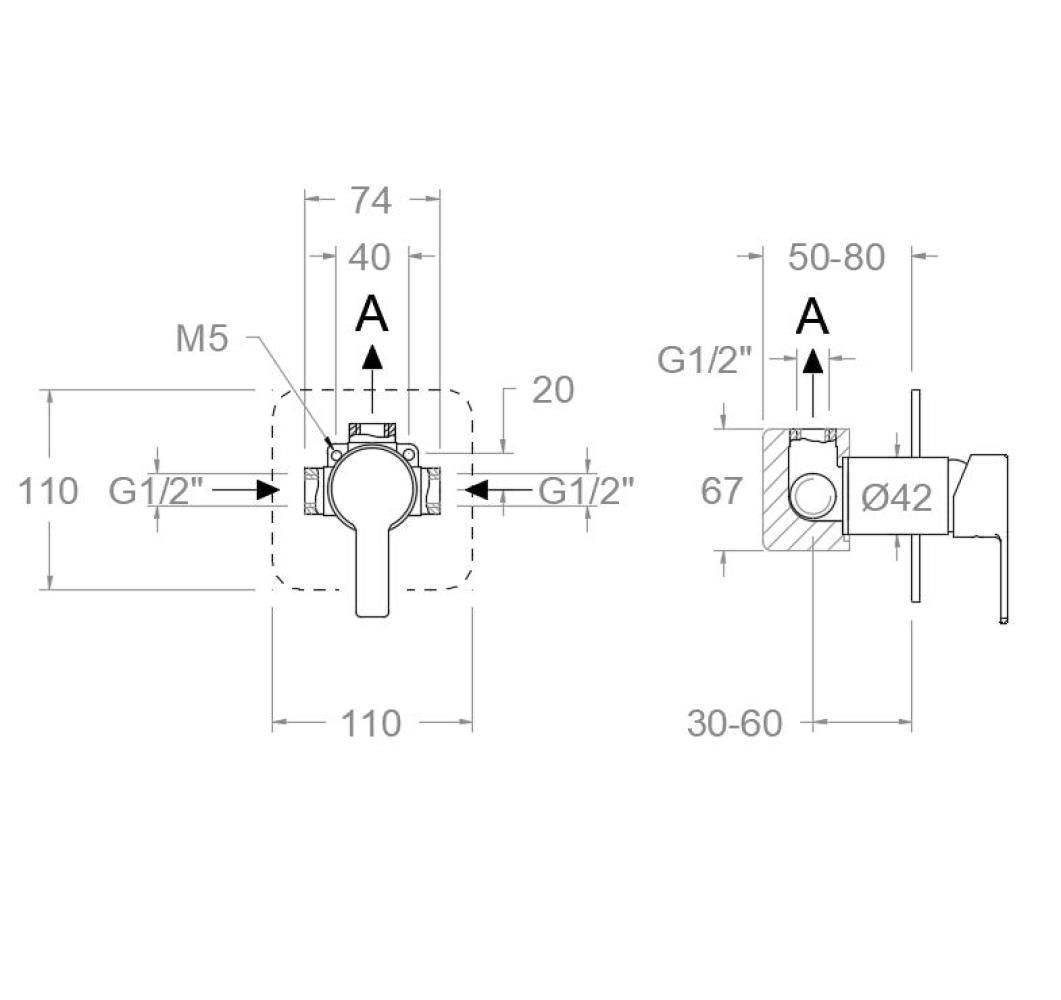 Ramon Soler - Grifo de ducha empotrado monomando 1 vía Blautherm cromo - BricoandPool