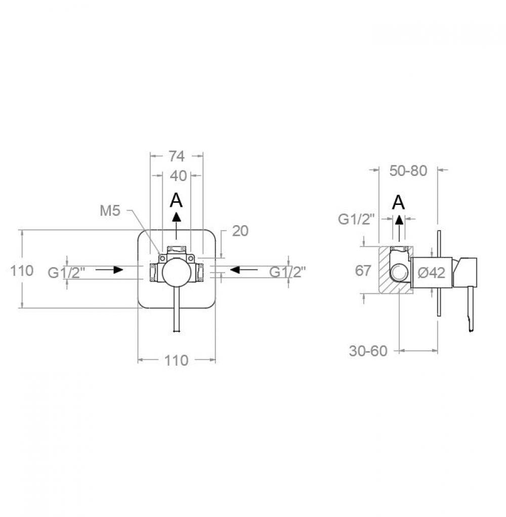 Ramon Soler - Grifo de ducha empotrado monomando 1 vía Odisea cobre cepillado - BricoandPool