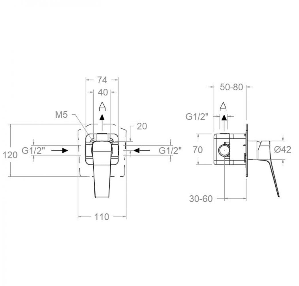 Ramon Soler - Grifo de ducha empotrado monomando 1 vía Prisma negro mate - BricoandPool