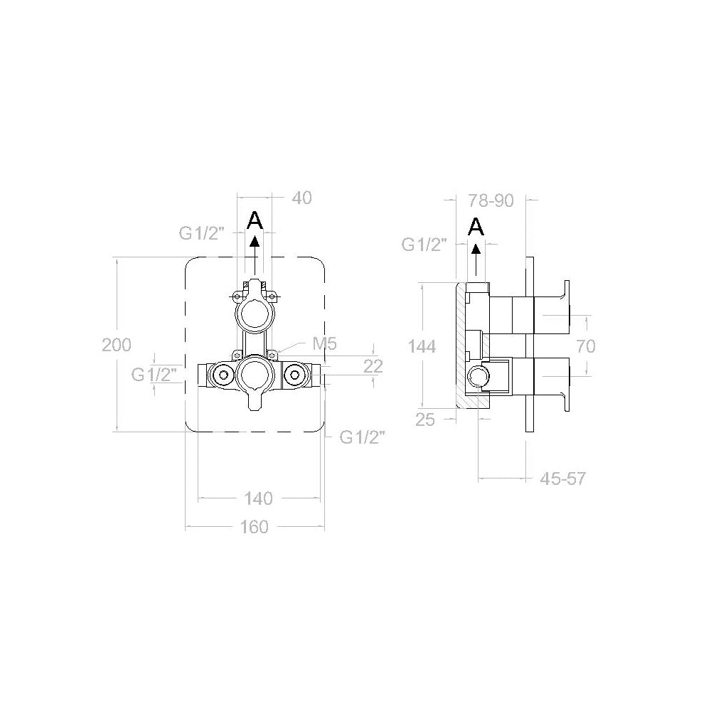 Ramon Soler - Grifo de ducha empotrado termostático 1 vía Blautherm cromo - BricoandPool