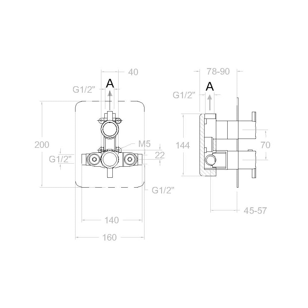 Ramon Soler - Grifo de ducha empotrado termostático 1 vía Drako con placa metálica cromo - BricoandPool