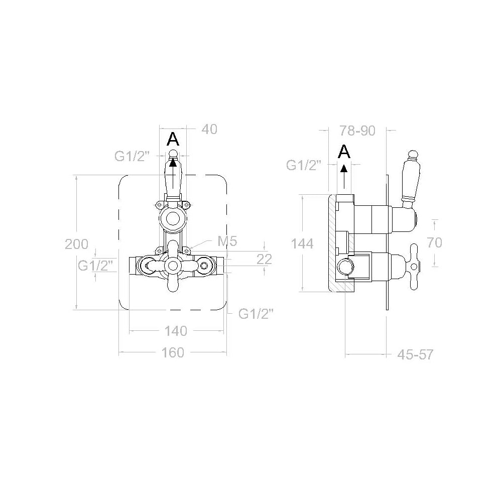 Ramon Soler - Grifo de ducha empotrado termostático 1 vía Gaudí cromo - BricoandPool