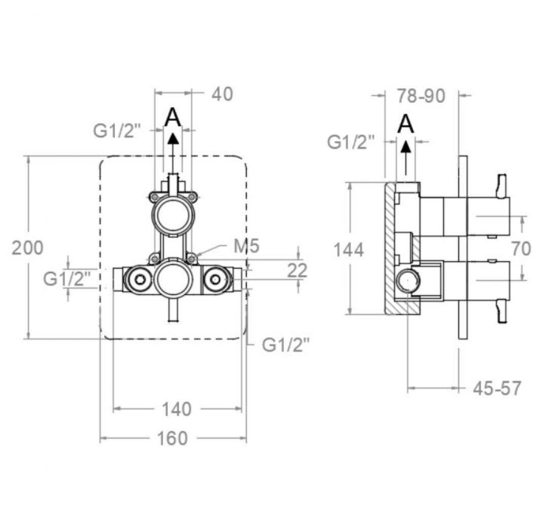 Ramon Soler - Grifo de ducha empotrado termostático 1 vía Odisea cobre cepillado - BricoandPool