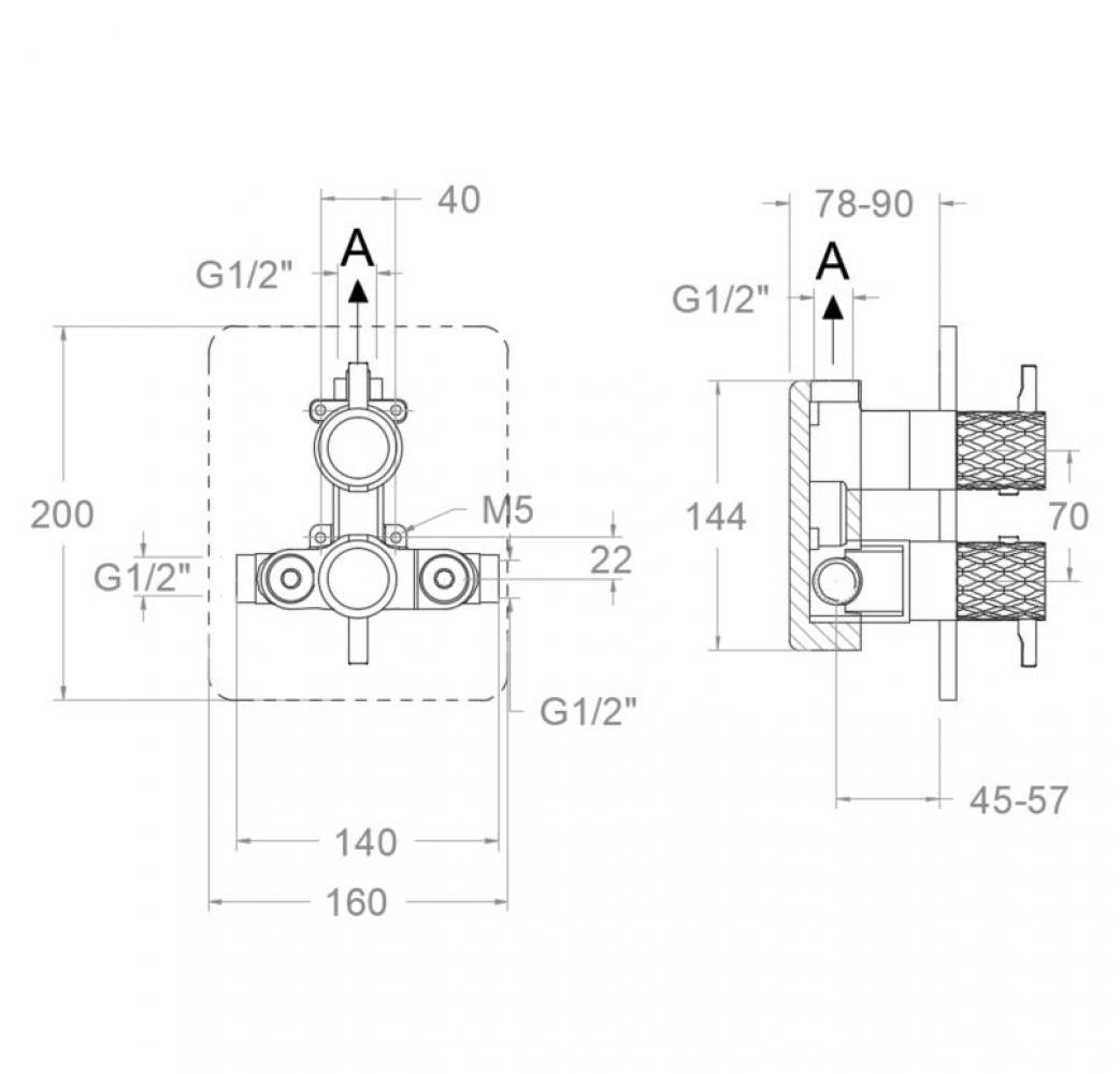 Ramon Soler - Grifo de ducha empotrado termostático 1 vía Odisea Joya cromo - BricoandPool