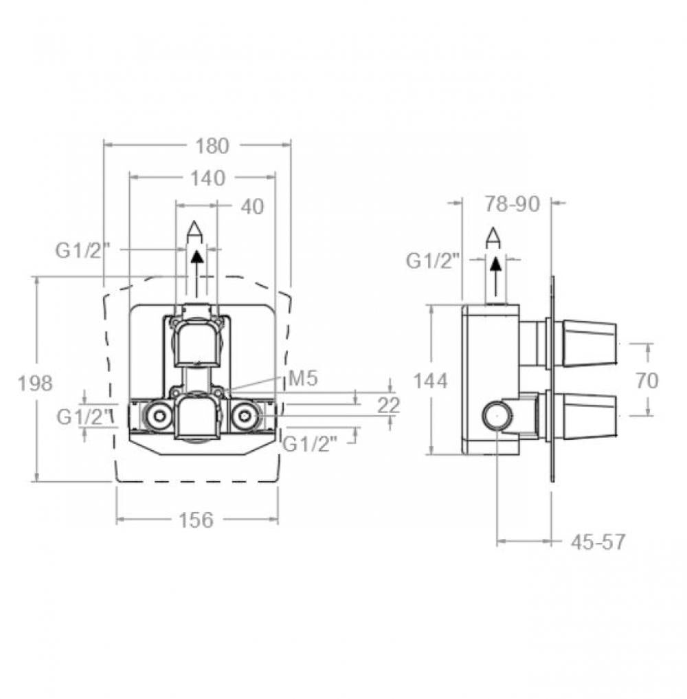 Ramon Soler - Grifo de ducha empotrado termostático 1 vía Prisma cromo - BricoandPool