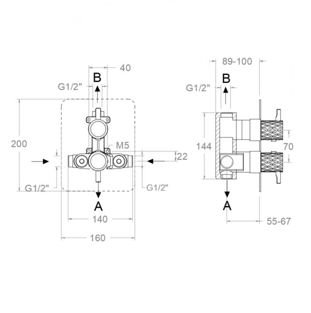 Ramon Soler - Grifo de ducha empotrado termostático 2 vías Odisea Joya cromo - BricoandPool